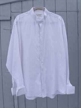 Bill Blass Eveningwear 17.5 34/35 White Tuxedo Shirt Pima Cotton French Cuffs